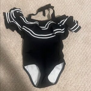 Janie and Jack Black and White Ruffled One Piece